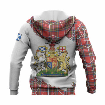 Stewart (Stuart) Tartan Knitted Hoodie with Family Crest and Lion Rampant Grunge Style