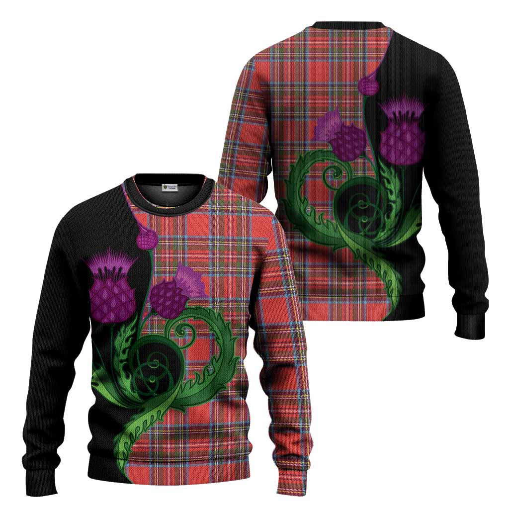 Stewart (Stuart) Tartan Knitted Sweater Traditional Scottish Thistle
