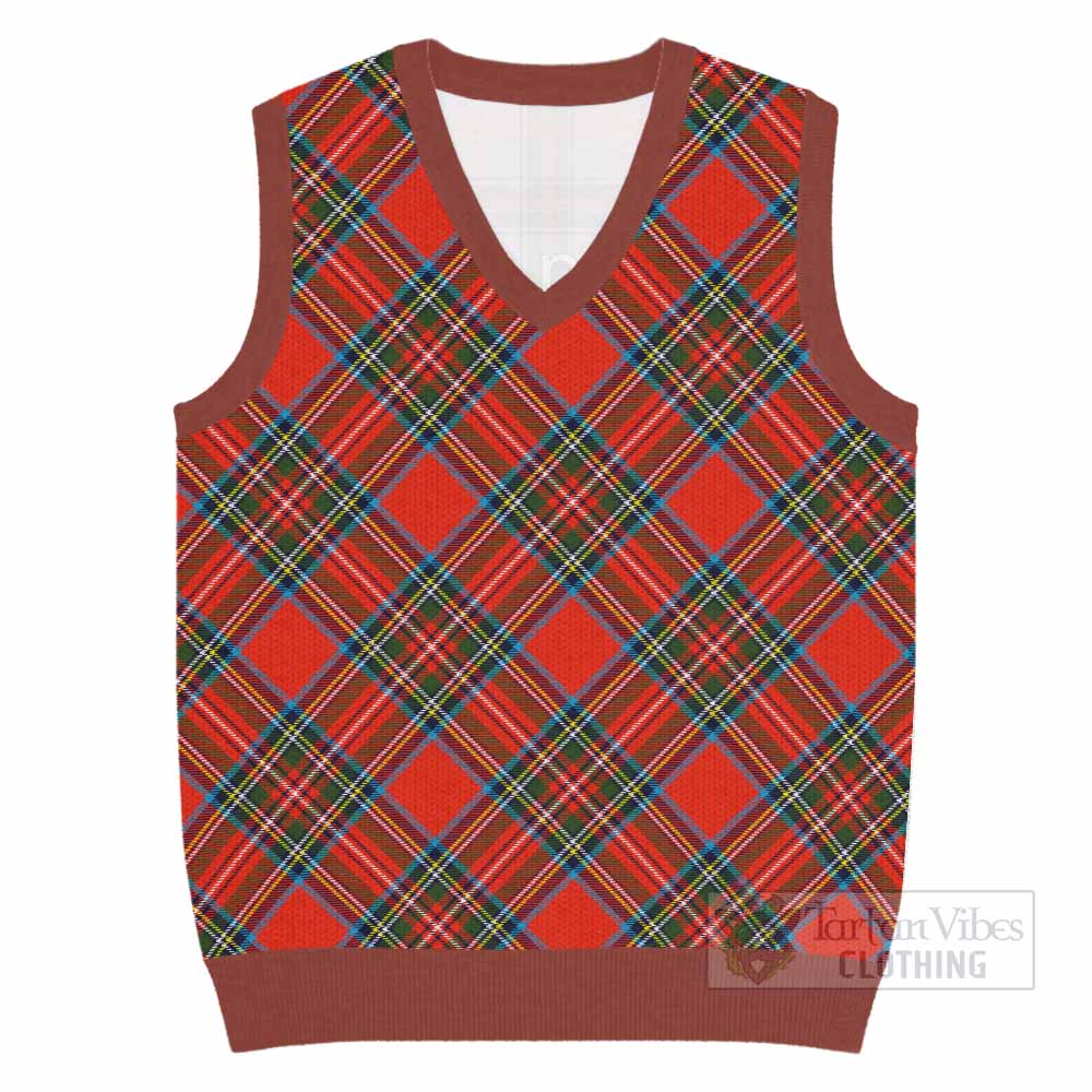 Stewart (Stuart) Tartan  Knitted V-Neck Vest Cross Style