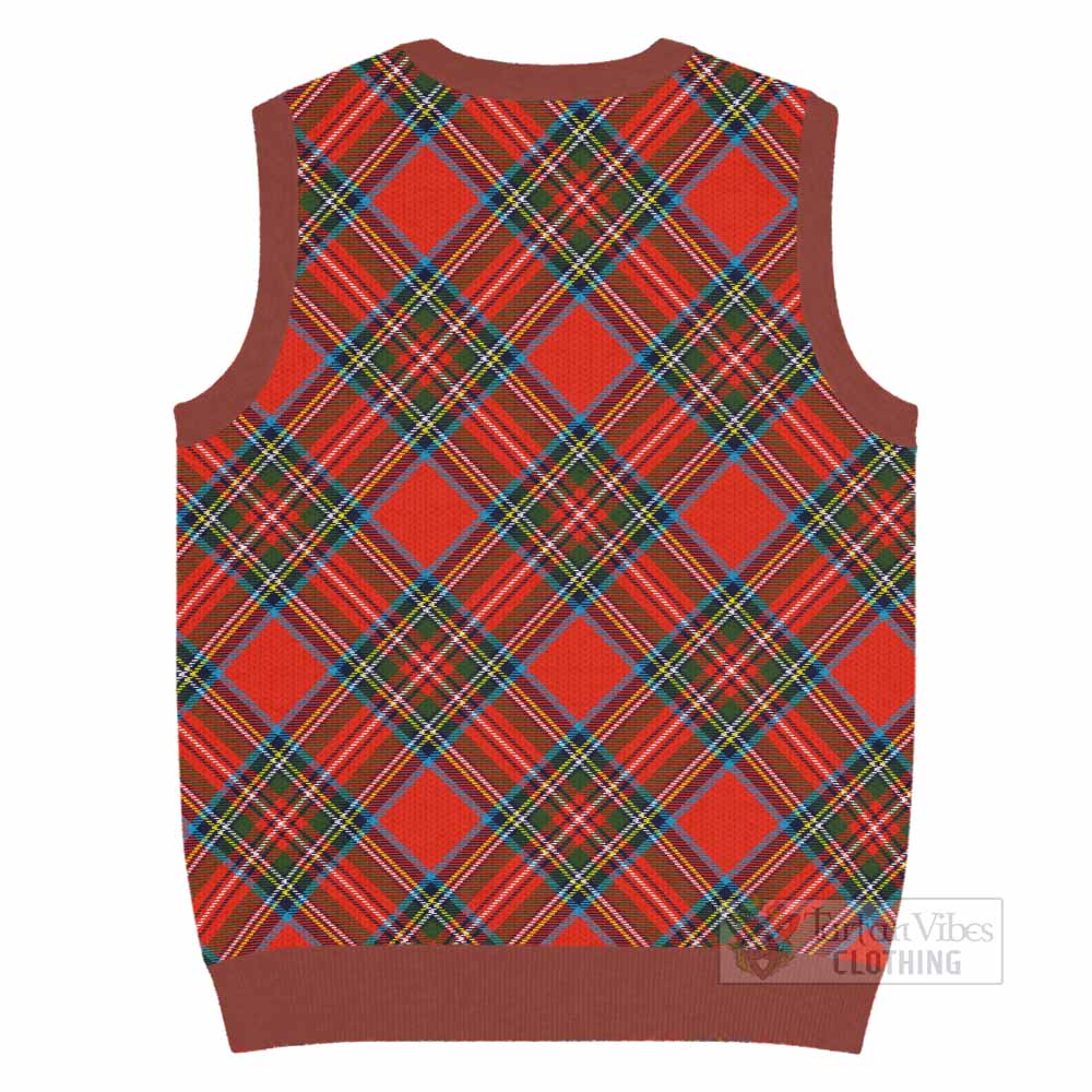 Stewart (Stuart) Tartan  Knitted V-Neck Vest Cross Style