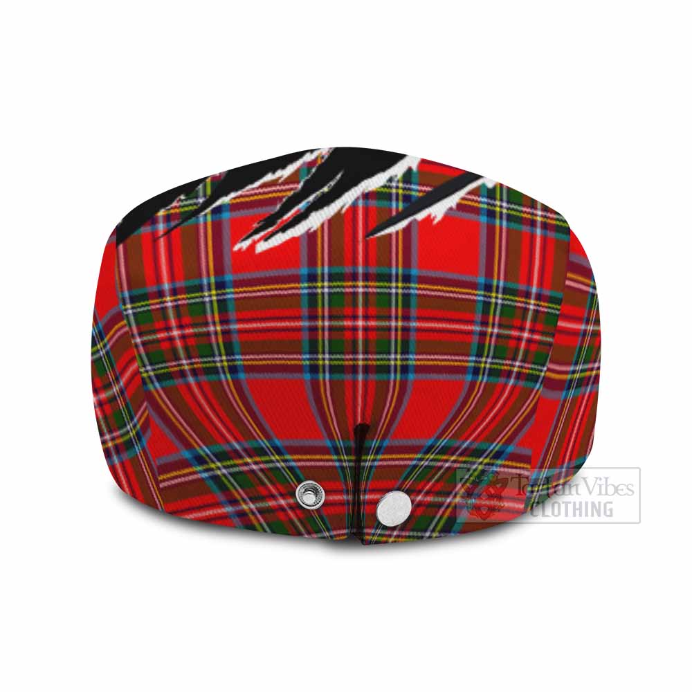 Stewart (Stuart) Tartan Loch Ness Monster Flat Cap, Jeff Cap Celtic Knot Nessie Art
