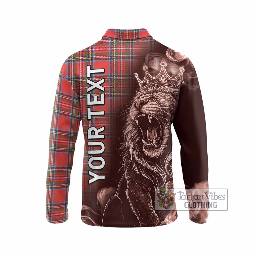 Stewart (Stuart) Tartan Long Sleeve Polo Shirt Roaring Lion Heritage