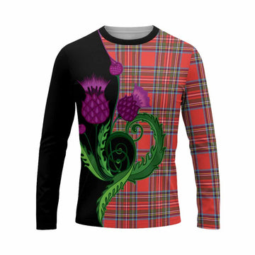 Stewart (Stuart) Tartan Long Sleeve T-Shirt Traditional Scottish Thistle