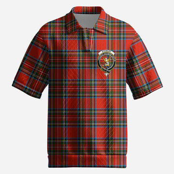 Stewart (Stuart) Tartan Men’s Polo Sweater Top with Family Crest