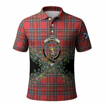Stewart (Stuart) Tartan Polo Shirt Thistle Scottish Spirit