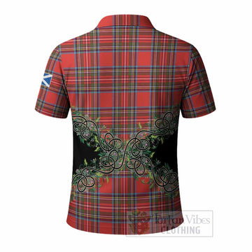 Stewart (Stuart) Tartan Polo Shirt Thistle Scottish Spirit