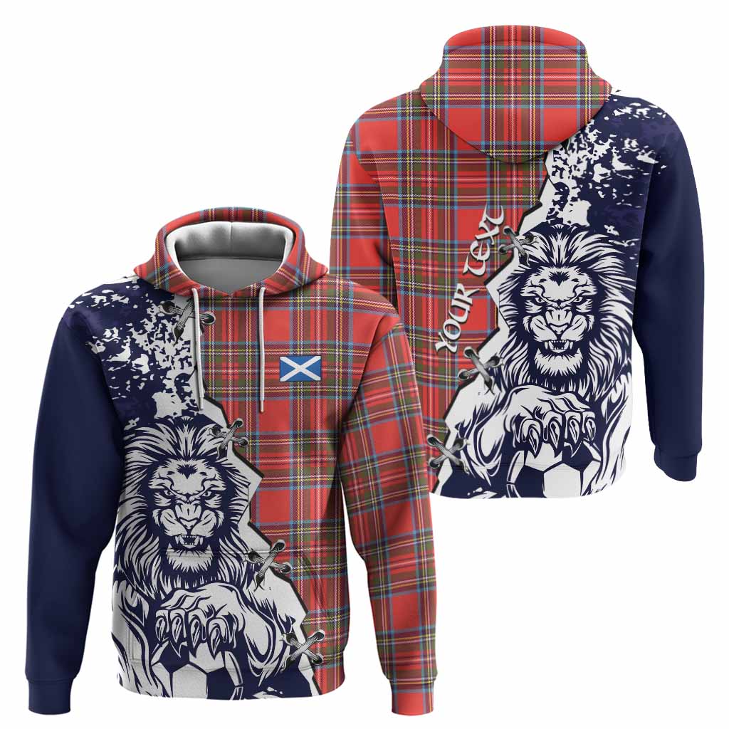 Stewart (Stuart) Tartan Scottish Hoodie Angry Lion With Soccer Ball Style
