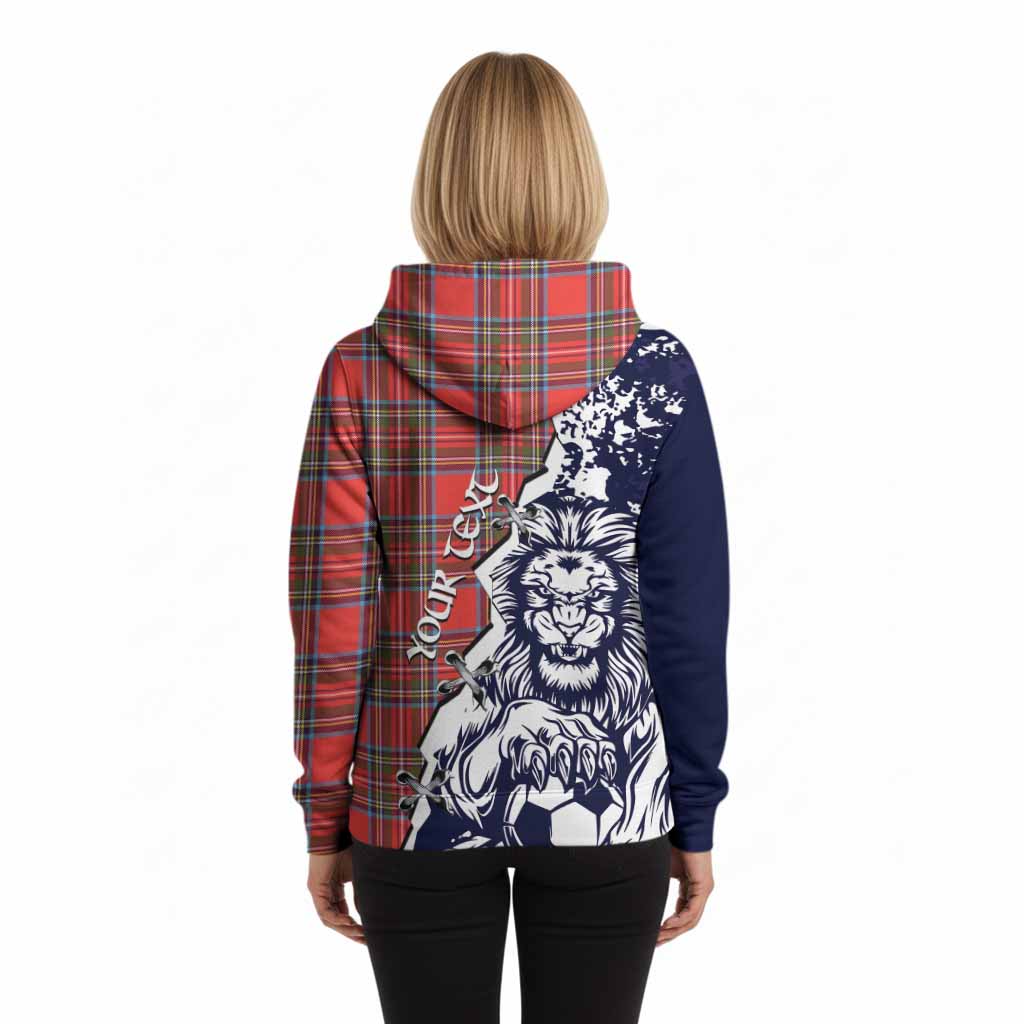 Stewart (Stuart) Tartan Scottish Hoodie Angry Lion With Soccer Ball Style
