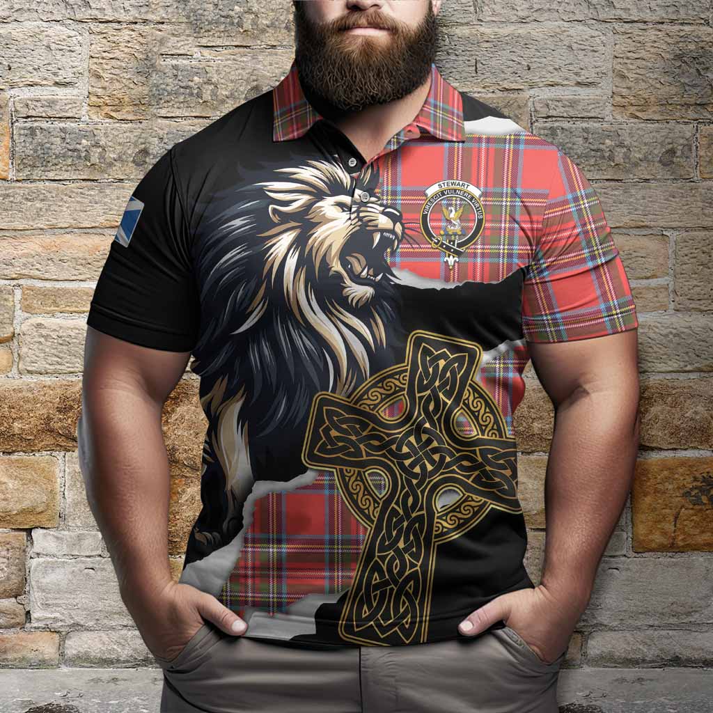 Stewart (Stuart) Tartan Scottish Polo Shirt Lion Celtic Heritage