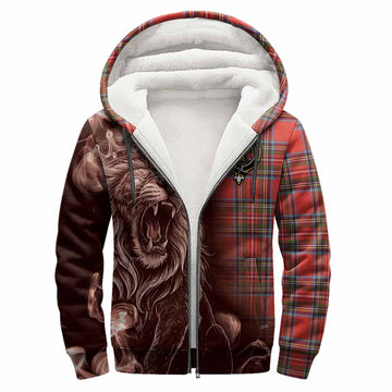 Stewart (Stuart) Tartan Sherpa Hoodie Roaring Lion Heritage