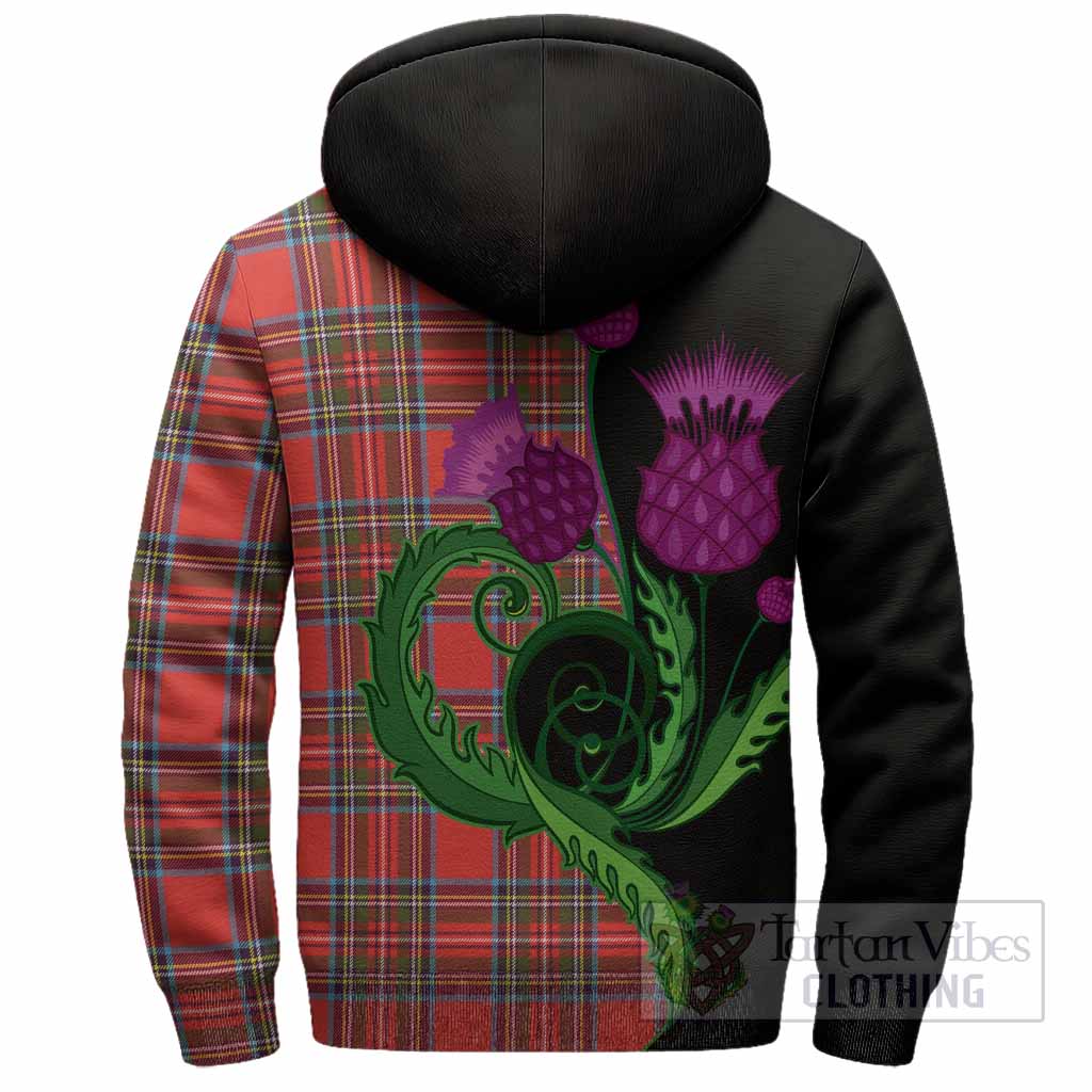 Stewart (Stuart) Tartan Sherpa Hoodie Traditional Scottish Thistle