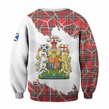 Stewart (Stuart) Tartan Sweatshirt with Family Crest and Lion Rampant Grunge Style