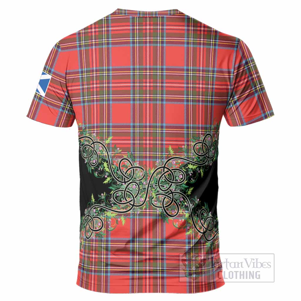 Stewart (Stuart) Tartan T-Shirt Thistle Scottish Spirit