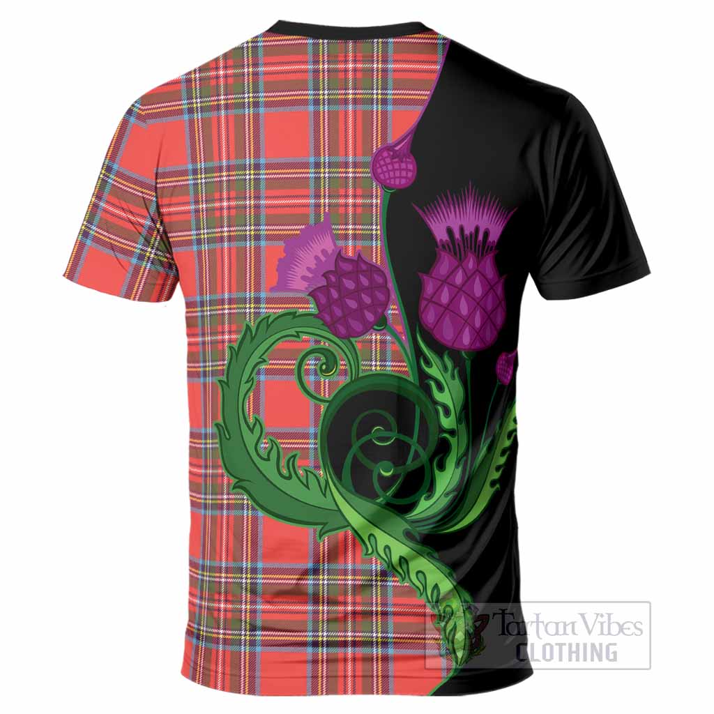 Stewart (Stuart) Tartan T-Shirt Traditional Scottish Thistle