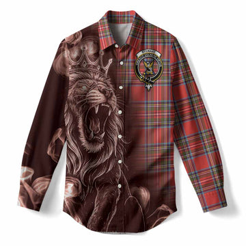 Stewart (Stuart) Tartan Women Casual Shirt Roaring Lion Heritage