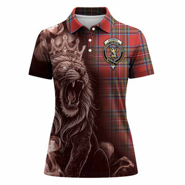 Stewart (Stuart) Tartan Women Polo Shirt Roaring Lion Heritage