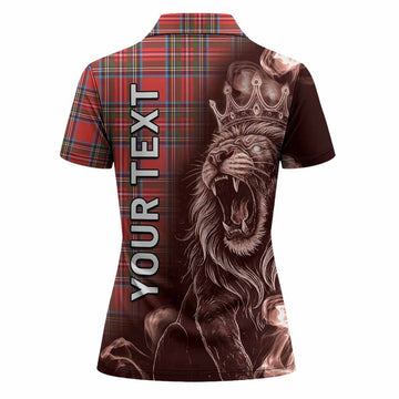 Stewart (Stuart) Tartan Women Polo Shirt Roaring Lion Heritage
