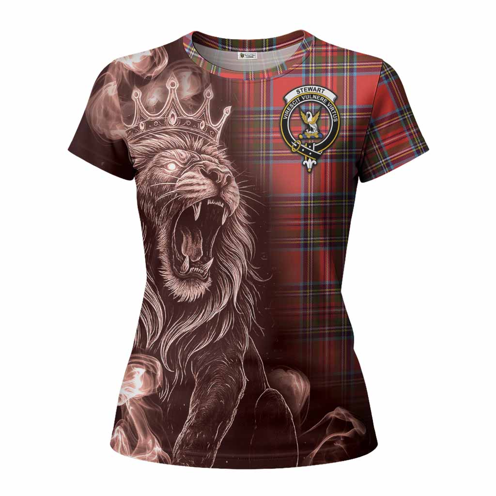 Stewart (Stuart) Tartan Women T shirt Roaring Lion Heritage