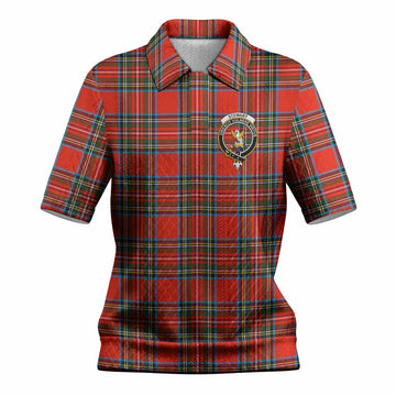 Stewart (Stuart) Tartan Women’s Polo Sweater Top with Family Crest
