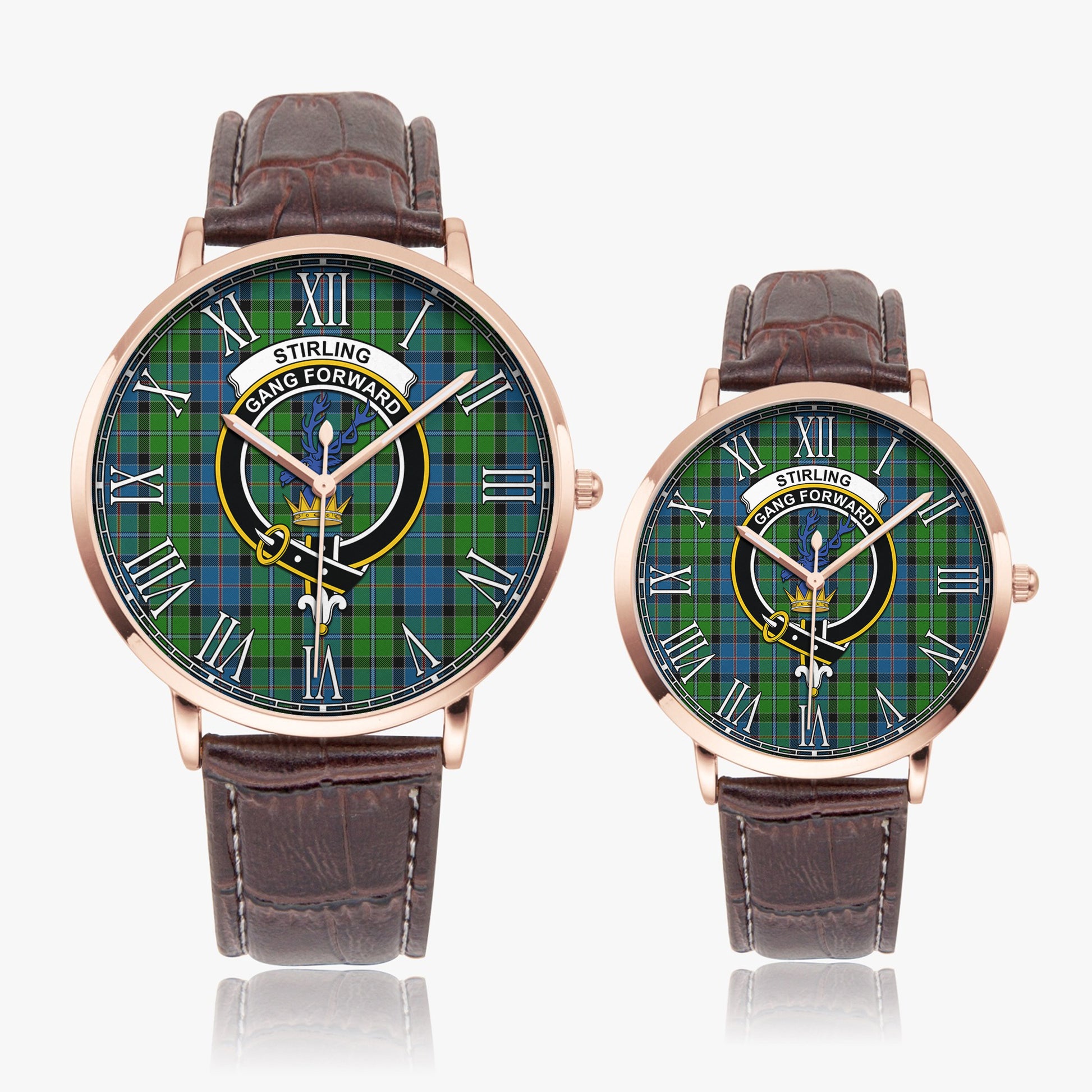 Stirling Tartan Family Crest Leather Strap Quartz Watch - Tartanvibesclothing