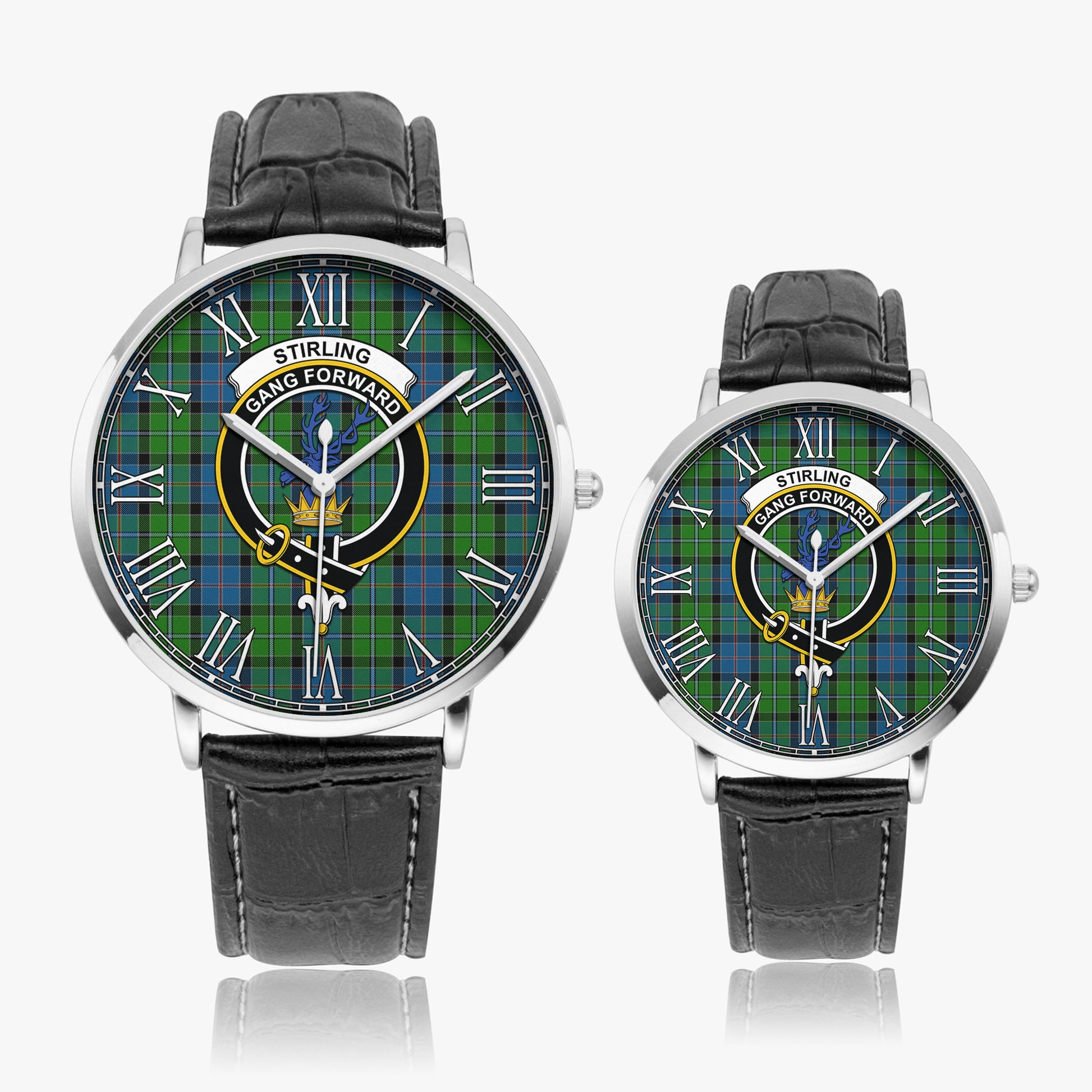 Stirling Tartan Family Crest Leather Strap Quartz Watch - Tartanvibesclothing
