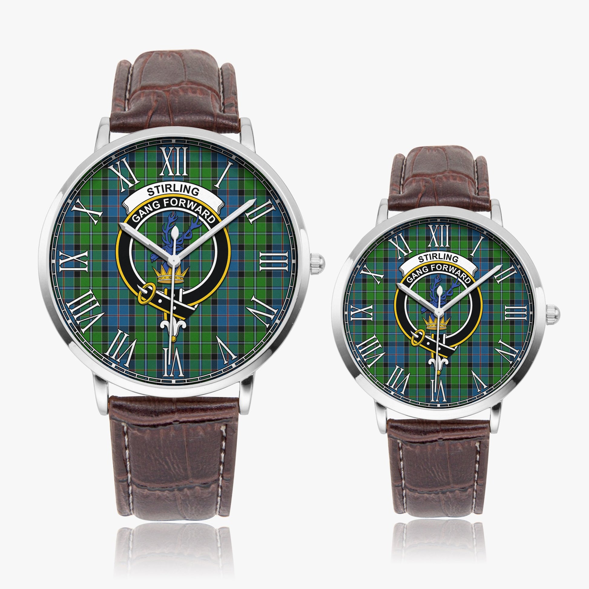 Stirling Tartan Family Crest Leather Strap Quartz Watch - Tartanvibesclothing