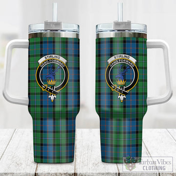 Stirling Tartan and Family Crest Tumbler with Handle