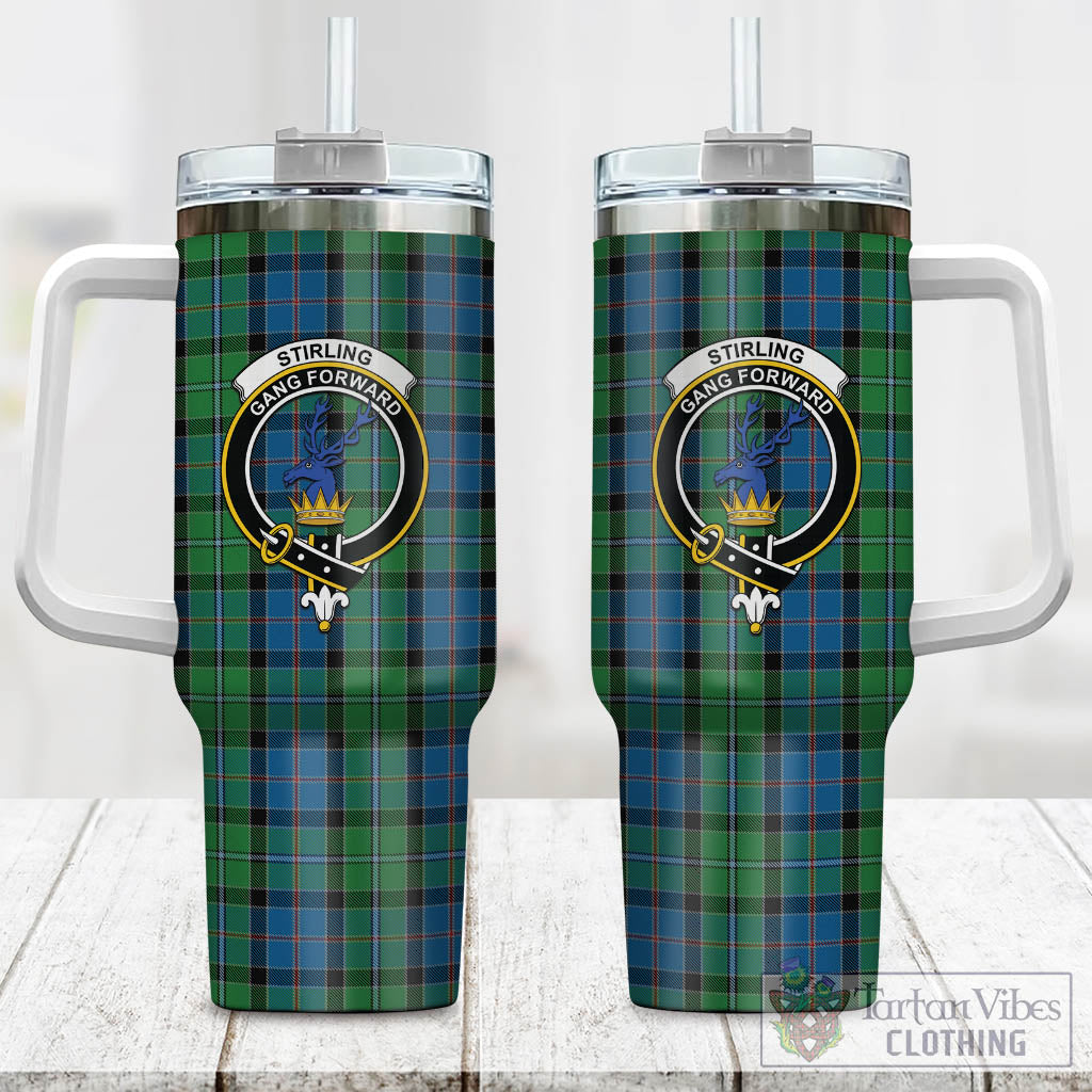 Tartan Vibes Clothing Stirling Tartan and Family Crest Tumbler with Handle