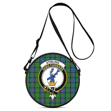 Stirling Tartan Round Satchel Bags with Family Crest