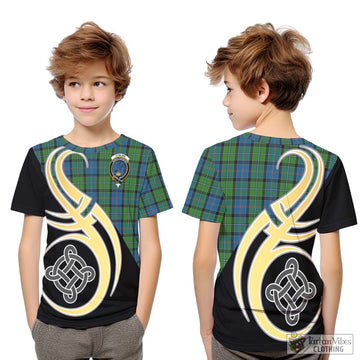 Stirling Tartan Kid T-Shirt with Family Crest and Celtic Symbol Style Youth XL Size14 - Tartan Vibes Clothing