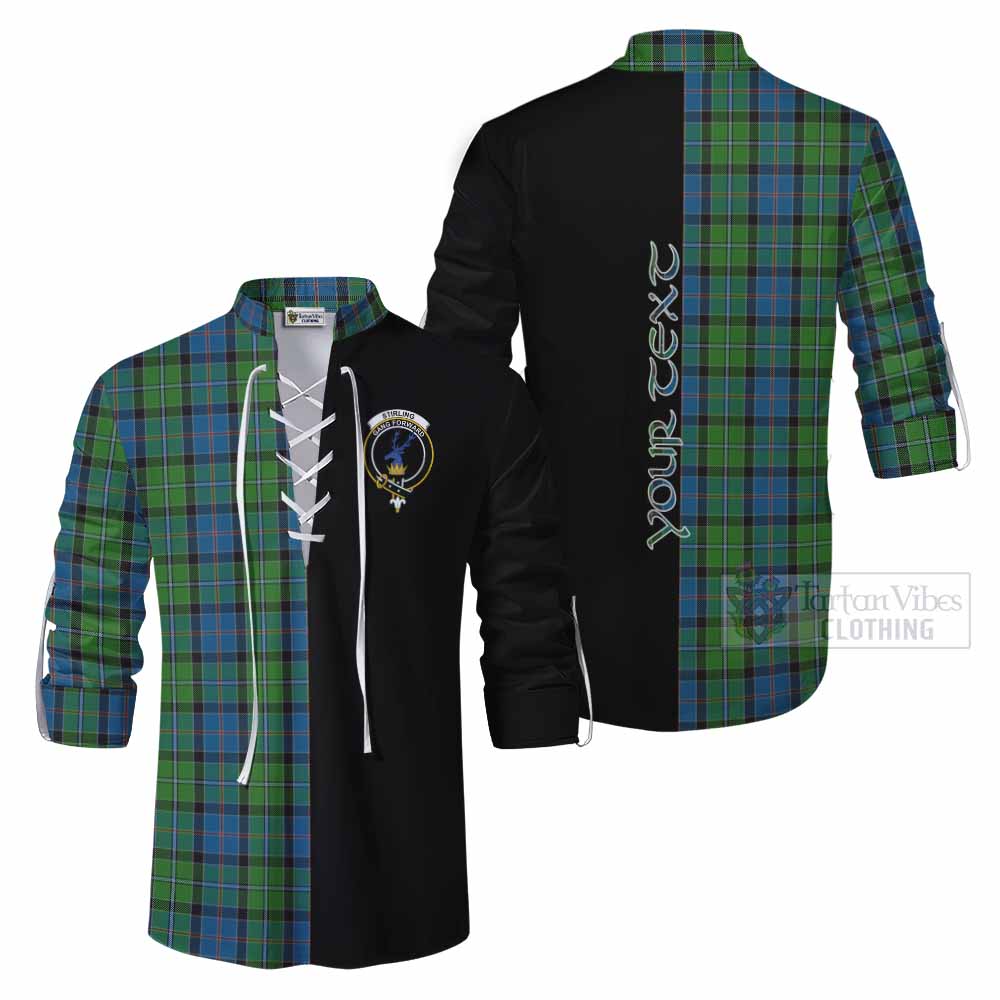 Tartan Vibes Clothing Stirling Tartan Ghillie Kilt Shirt with Family Crest and Half Of Me Style
