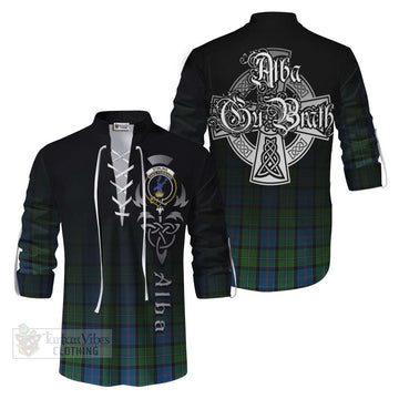 Tartan Vibes Clothing Stirling Tartan Ghillie Kilt Shirt Featuring Alba Gu Brath Family Crest Celtic Inspired