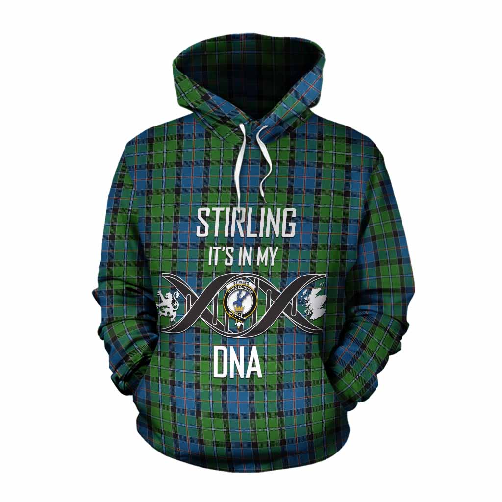 Tartan Vibes Clothing Stirling Tartan Cotton Hoodie with Family Crest DNA In Me Style