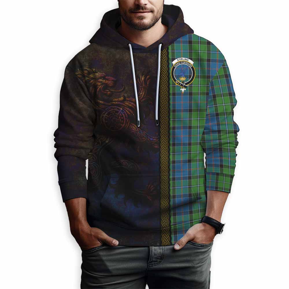 Tartan Vibes Clothing Stirling Tartan Family Crest Hoodie Alba Gu Brath Be Brave Lion Ancient Style