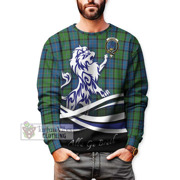 Stirling Tartan Sweatshirt with Alba Gu Brath Regal Lion Emblem Unisex - Tartanvibesclothing Shop