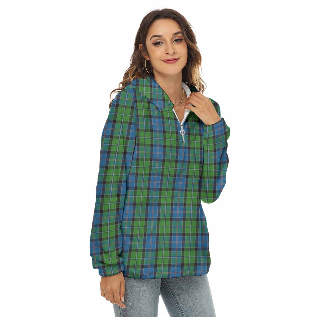 Tartan Vibes Clothing Stirling Tartan Women's Borg  Half Zip Fleece Hoodie