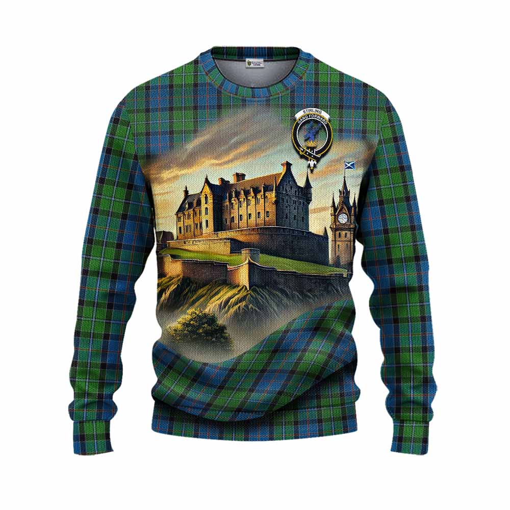 Tartan Vibes Clothing Stirling Tartan Family Crest Knitted Sweater with Scottish Ancient Castle Style