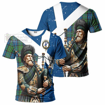 Tartan Vibes Clothing Stirling Tartan T-Shirt with Family Crest Scottish Bagpiper Vibes
