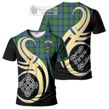 Tartan Vibes Clothing Stirling Tartan T-Shirt with Family Crest and Celtic Symbol Style