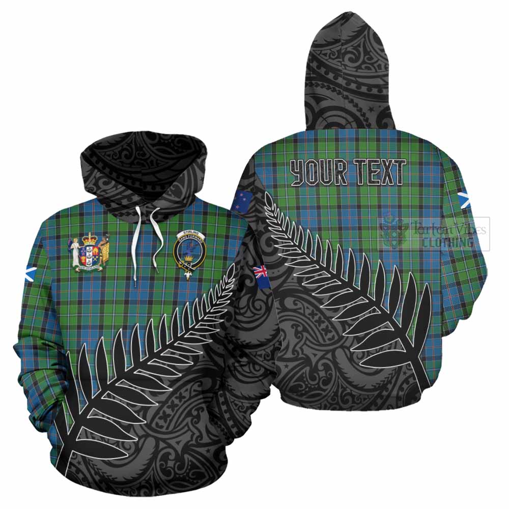 Tartan Vibes Clothing Stirling Crest Tartan Hoodie with New Zealand Silver Fern Half Style