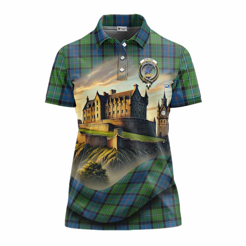 Tartan Vibes Clothing Stirling Tartan Family Crest Women's Polo Shirt with Scottish Ancient Castle Stype