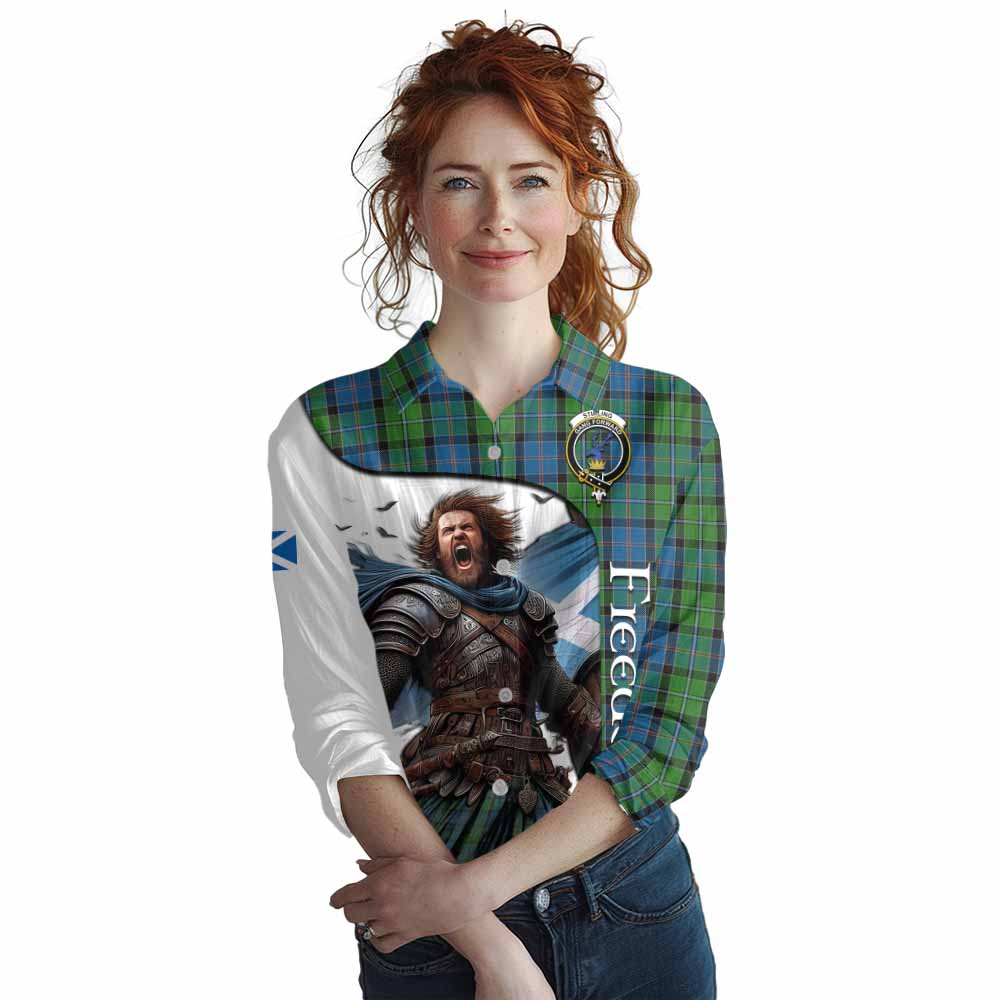 Tartan Vibes Clothing Stirling Crest Tartan Women's Casual Shirt Inspired by the Freedom of Scottish Warrior