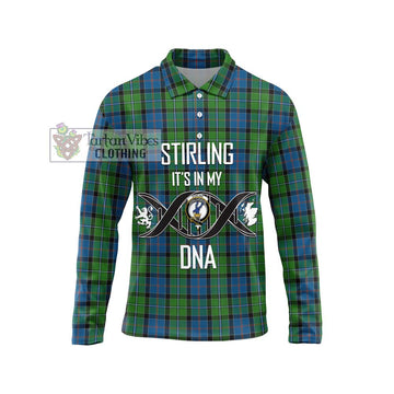 Stirling Tartan Long Sleeve Polo Shirt with Family Crest DNA In Me Style Unisex - Tartanvibesclothing Shop