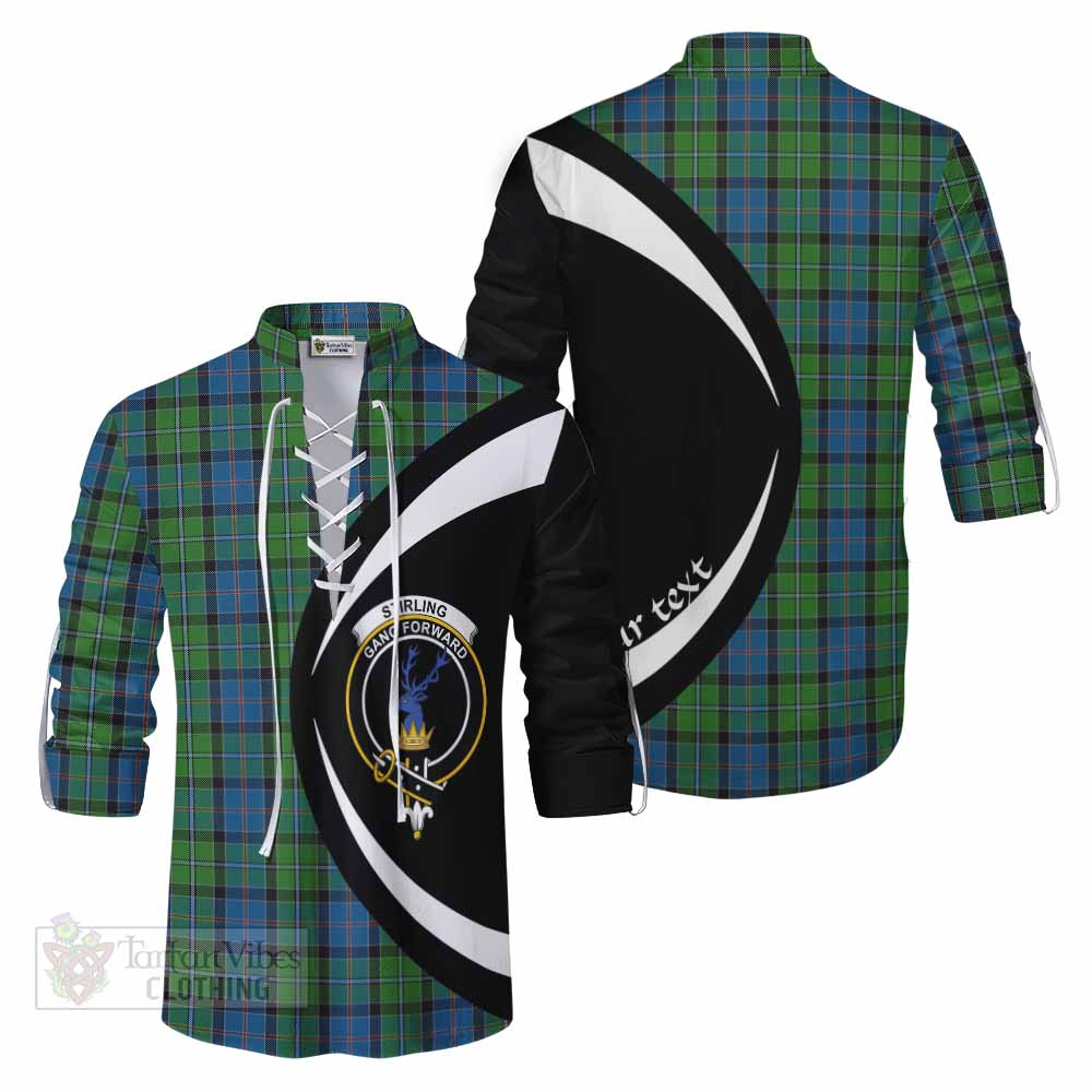 Tartan Vibes Clothing Stirling Tartan Ghillie Kilt Shirt with Family Crest Circle Style