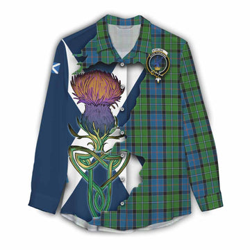 Tartan Vibes Clothing Stirling Tartan Family Crest Women's Casual Shirt Scottish Thistle Celtic Inspired