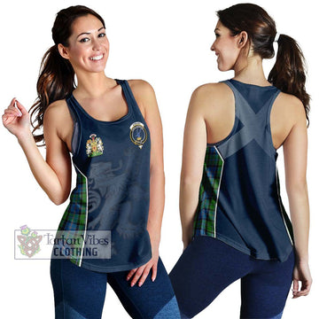 Stirling Tartan Women's Racerback Tanks with Family Crest and Lion Rampant Vibes Sport Style 4XL - Tartan Vibes Clothing