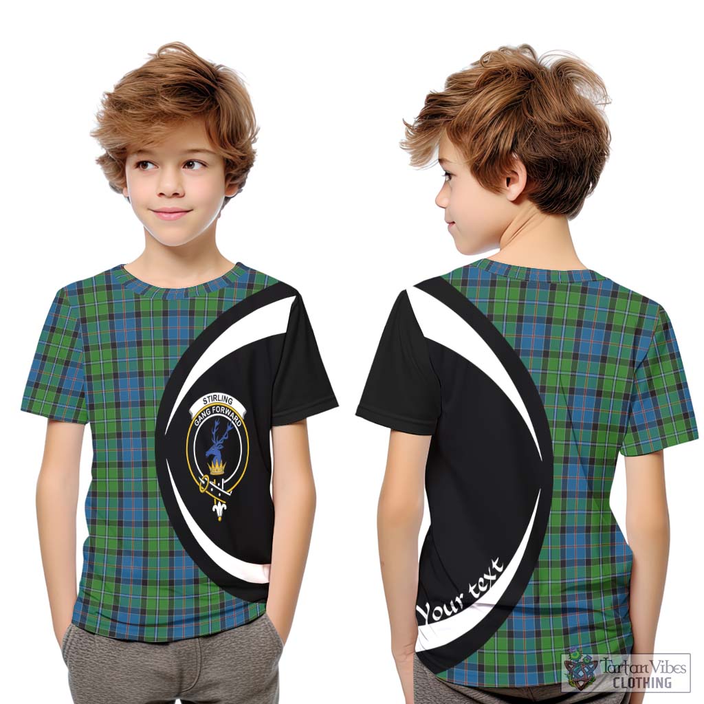 Stirling Tartan Kid T-Shirt with Family Crest Circle Style Youth XL Size14 - Tartan Vibes Clothing
