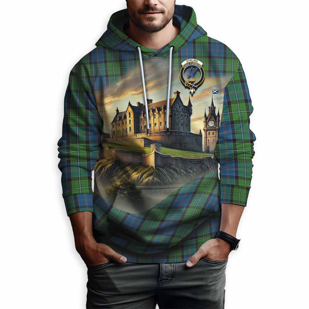 Tartan Vibes Clothing Stirling Tartan Family Crest Hoodie with Scottish Ancient Castle Style