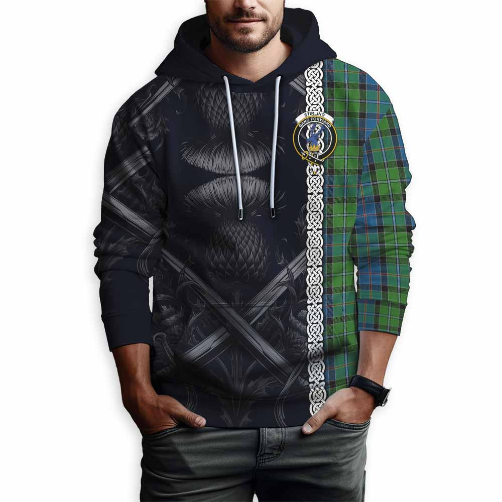 Tartan Vibes Clothing Stirling Tartan Hoodie with Family Crest Cross Sword Thistle Celtic Vibes