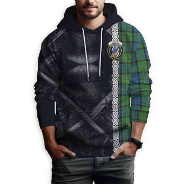 Tartan Vibes Clothing Stirling Tartan Hoodie with Family Crest Cross Sword Thistle Celtic Vibes